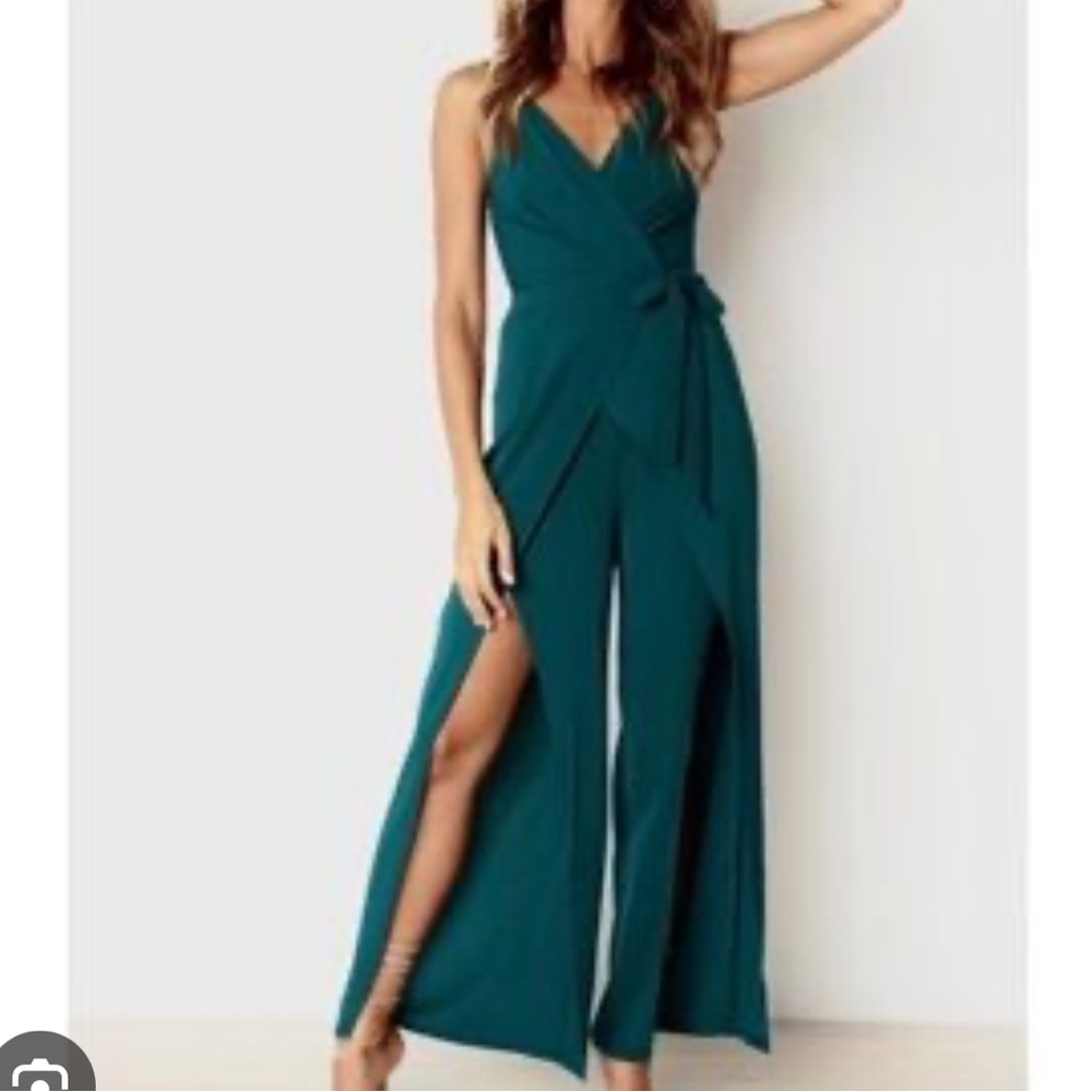 Soho Teal Jumpsuit with Flowing Design
